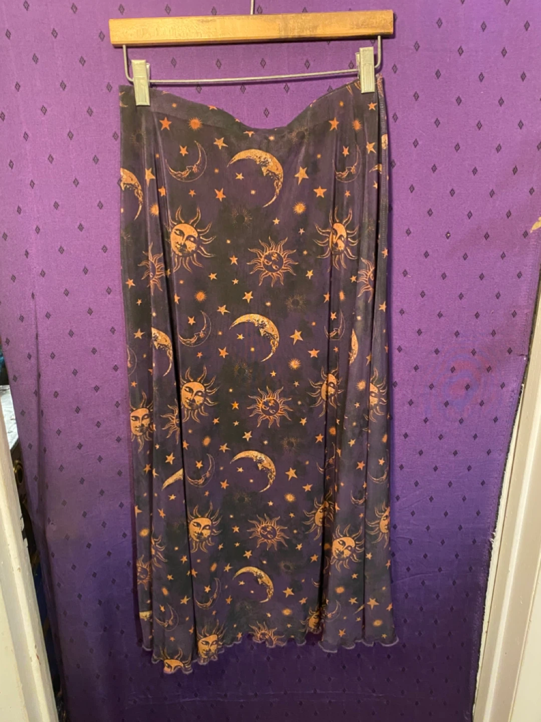 Cosmic Aura Celestial Print Midi Skirt