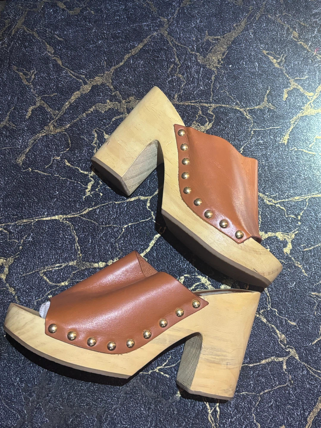 Brown Leather Clog Heeled Sandals - photo 2