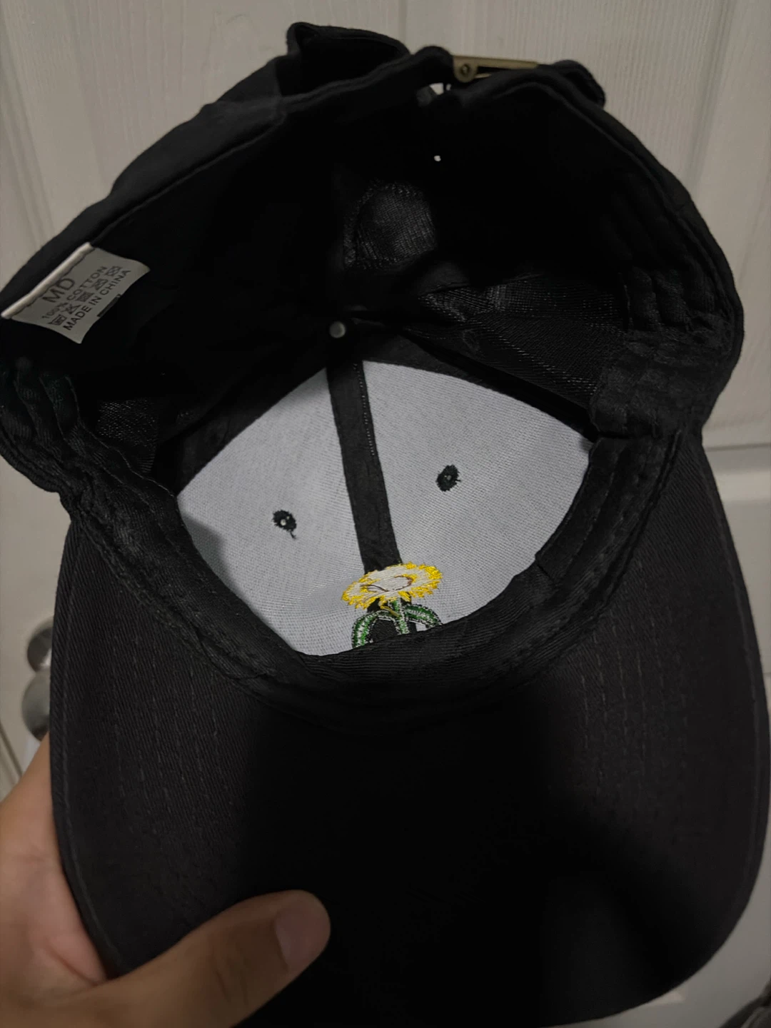 Black Baseball Cap with Sunflower Embroidery - photo 2