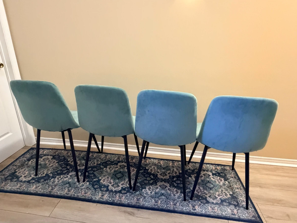 Set of 4 Teal Velvet Dining Chairs - photo 3