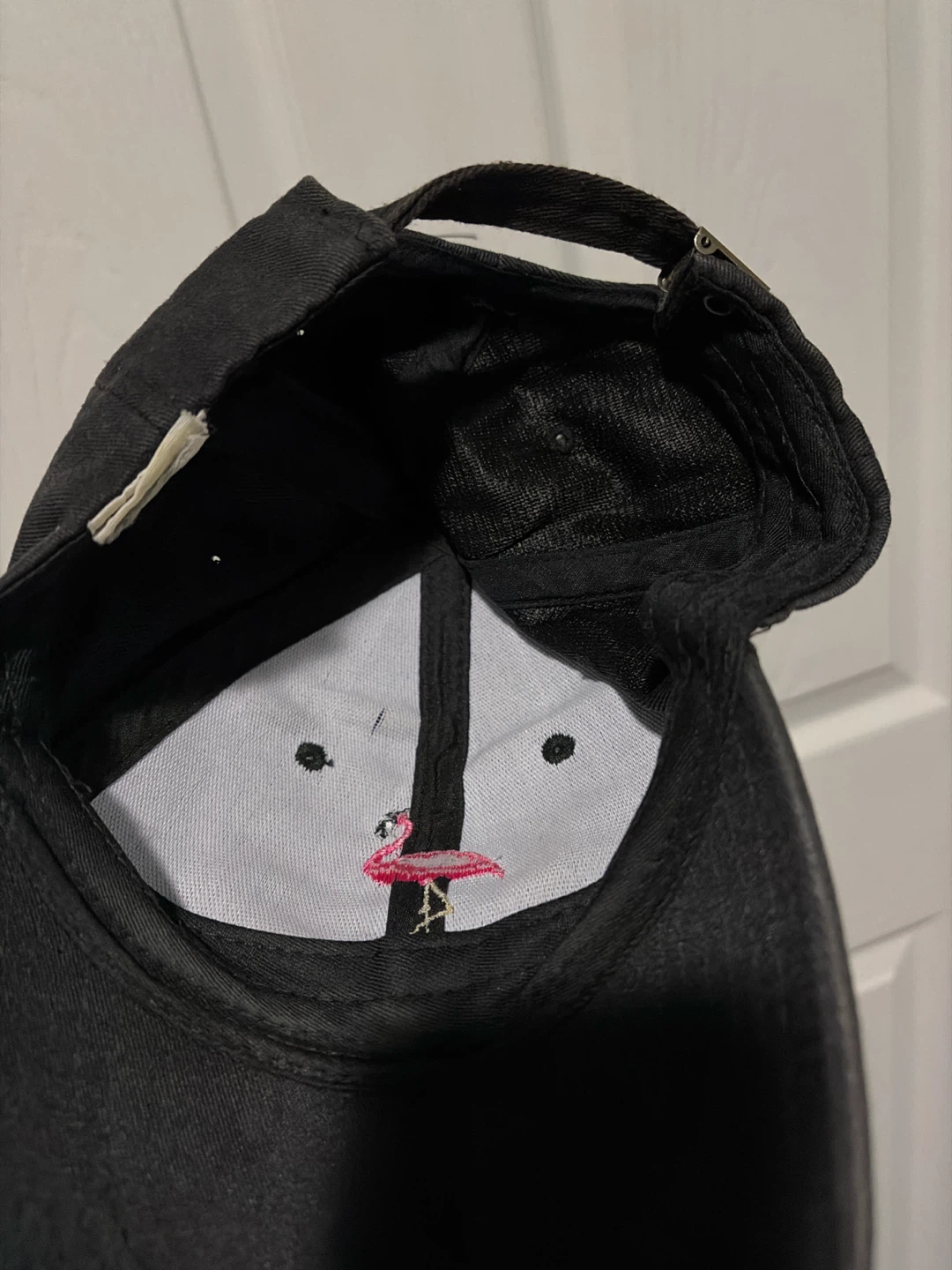 Black Baseball Cap with Pink Flamingo Embroidery - photo 2