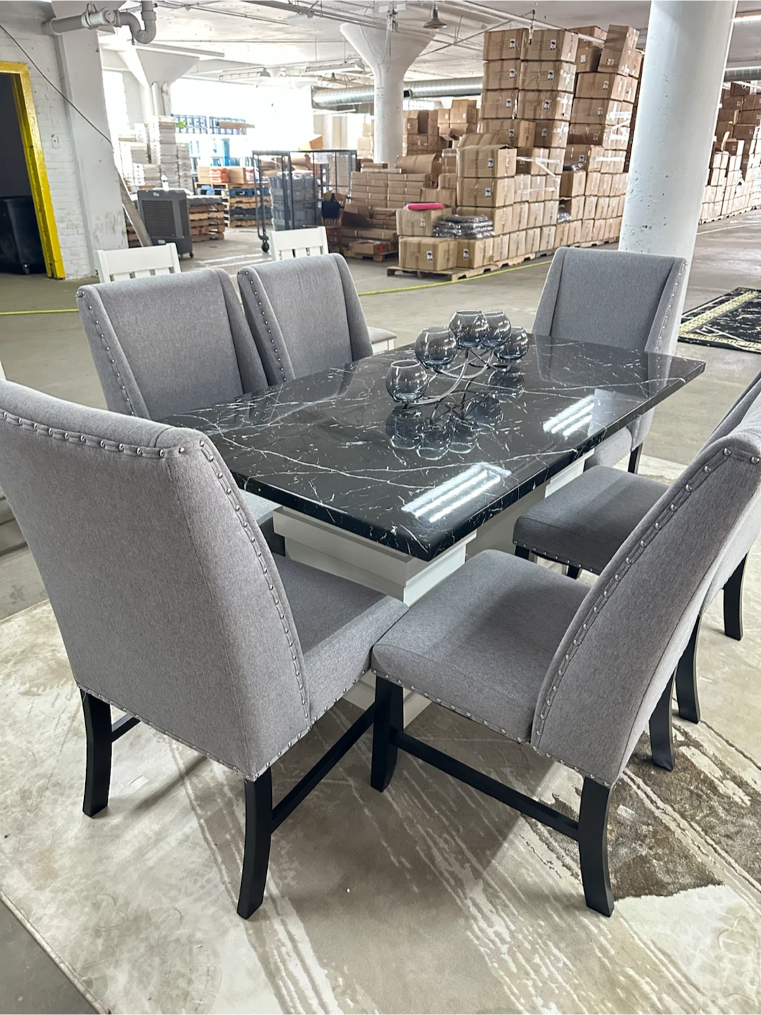 Marble Dining Table Set with 6 Chairs - photo 2