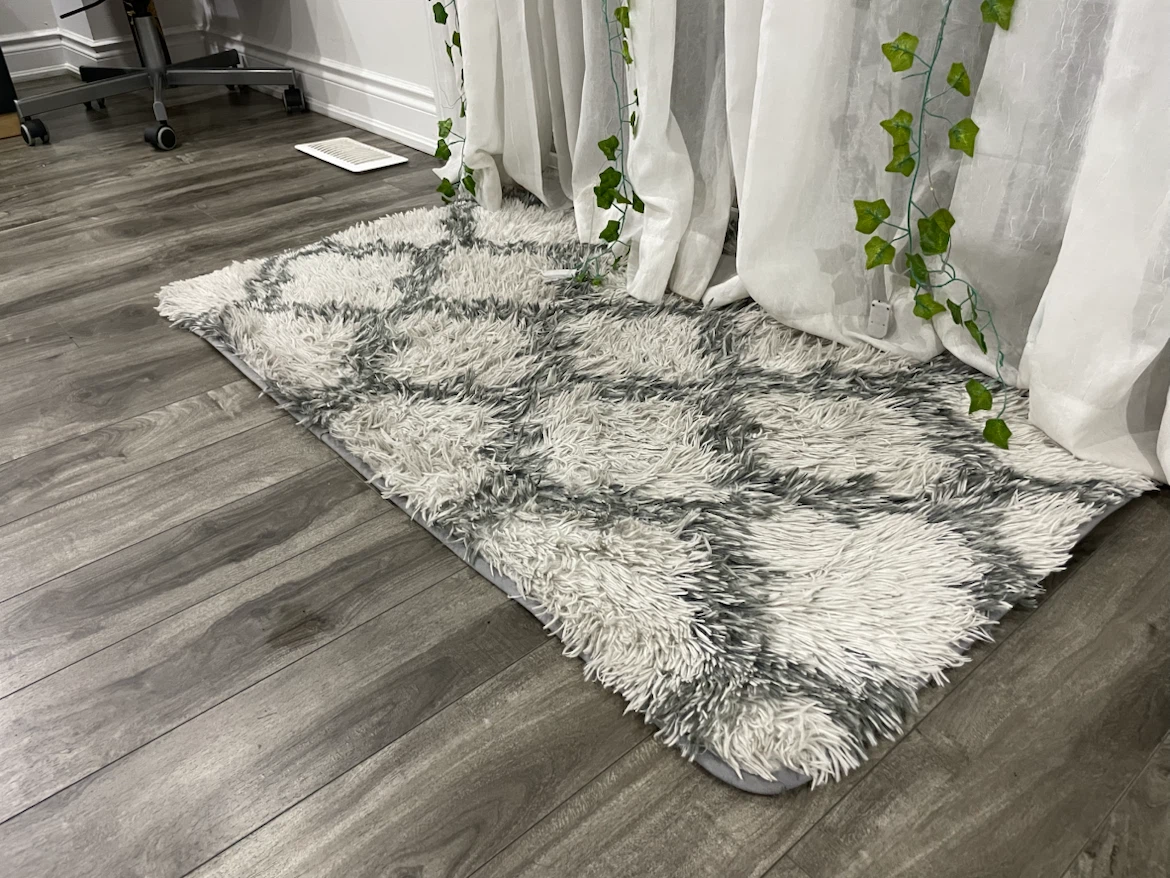 Fluffy Shag Rug with Geometric Pattern