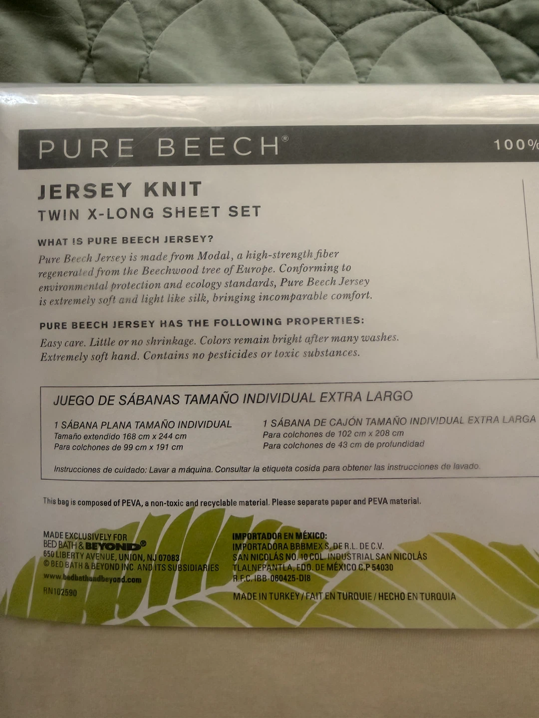 Unused- Pure Beech Jersey Knit Twin X-Long Sheet Set - photo 3
