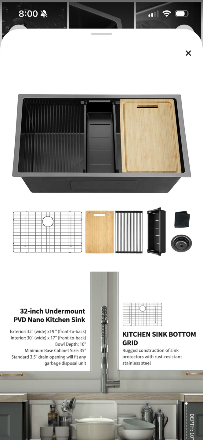 32-inch Undermount PVD Nano Kitchen Sink