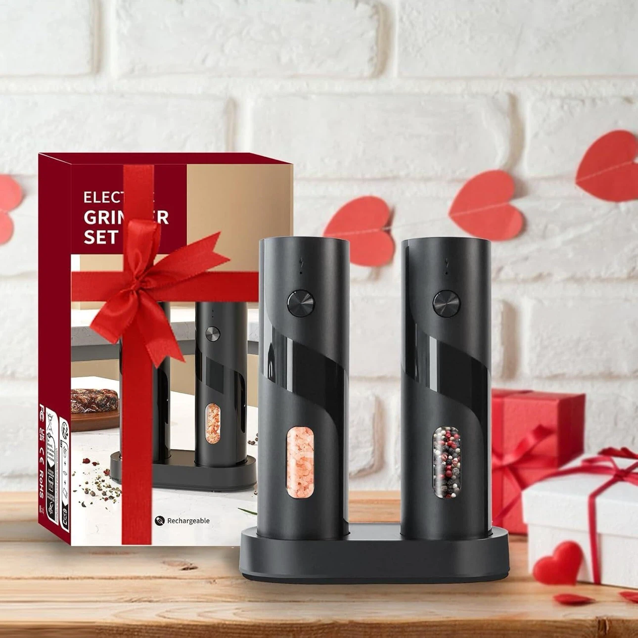 Rechargeable Salt and Pepper Grinder Set, Light - photo 4