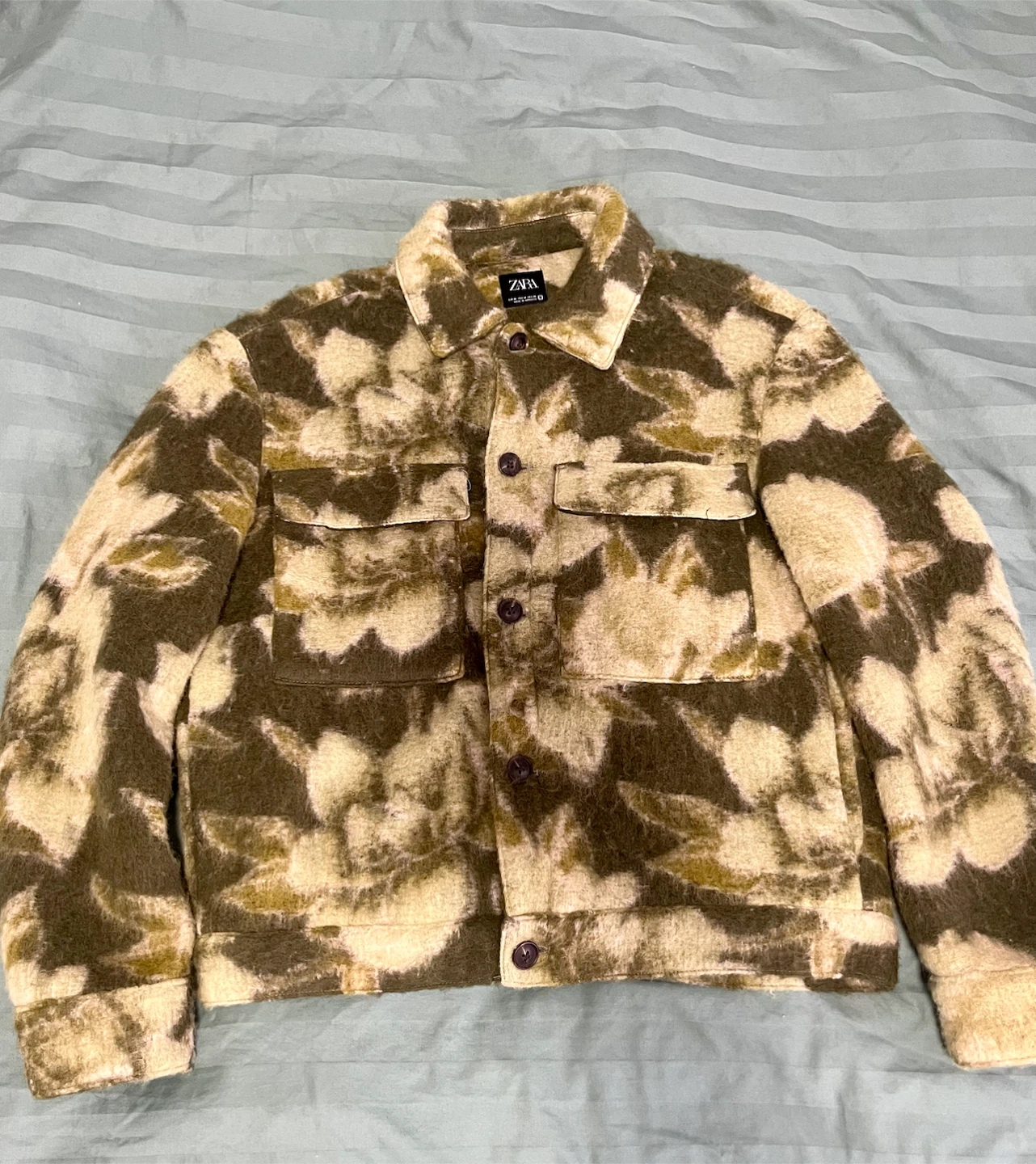 ZARA Men's Printed Fleece Lined Jacket