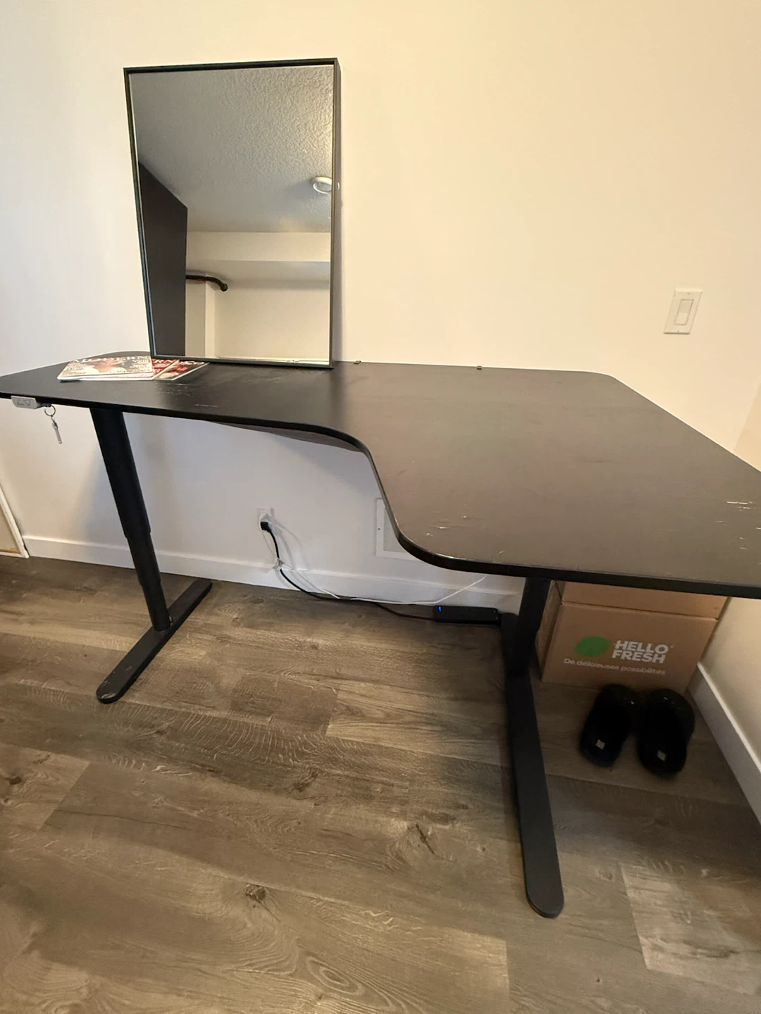 Black L-Shaped Standing Desk