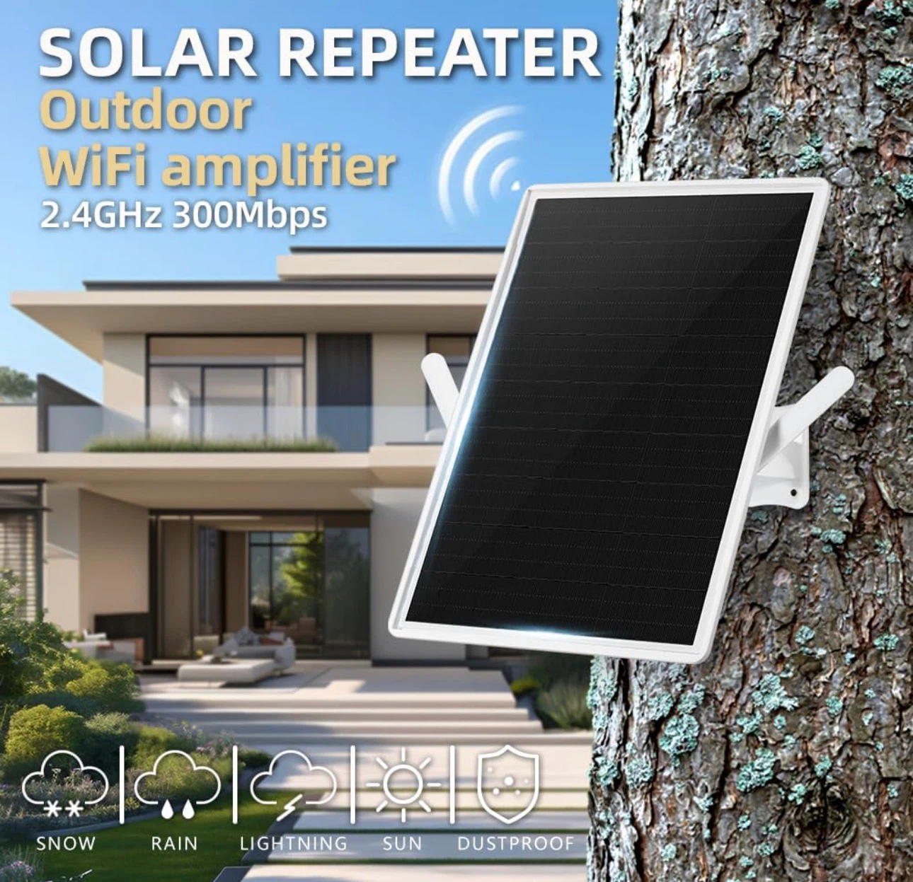 AS IS - WiFi Extender Signal Booster Solar Battery Outdoor - photo 2
