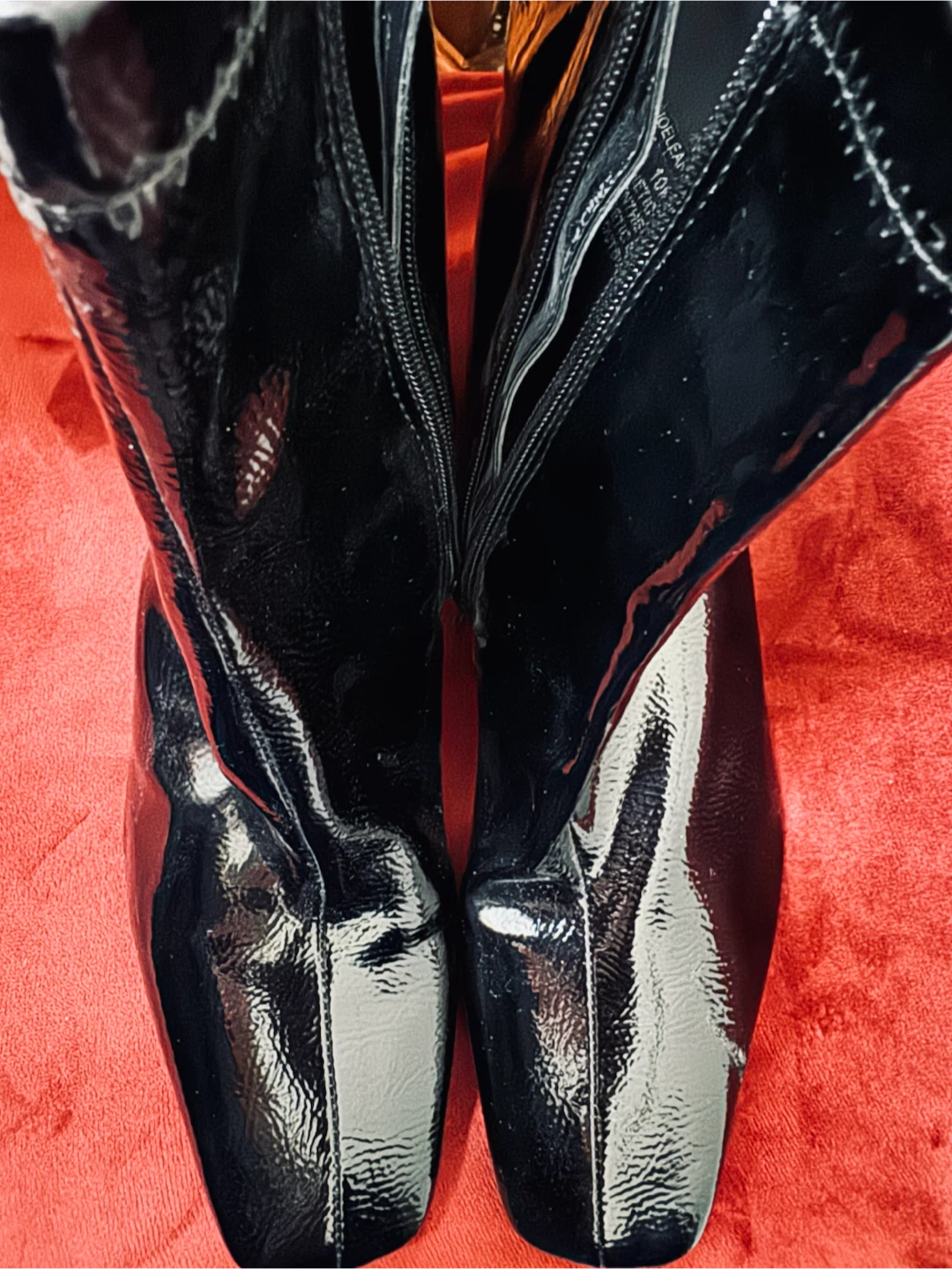 Anne Klein Black Patent Block Heel Ankle Boots - Size 10M - photo 2