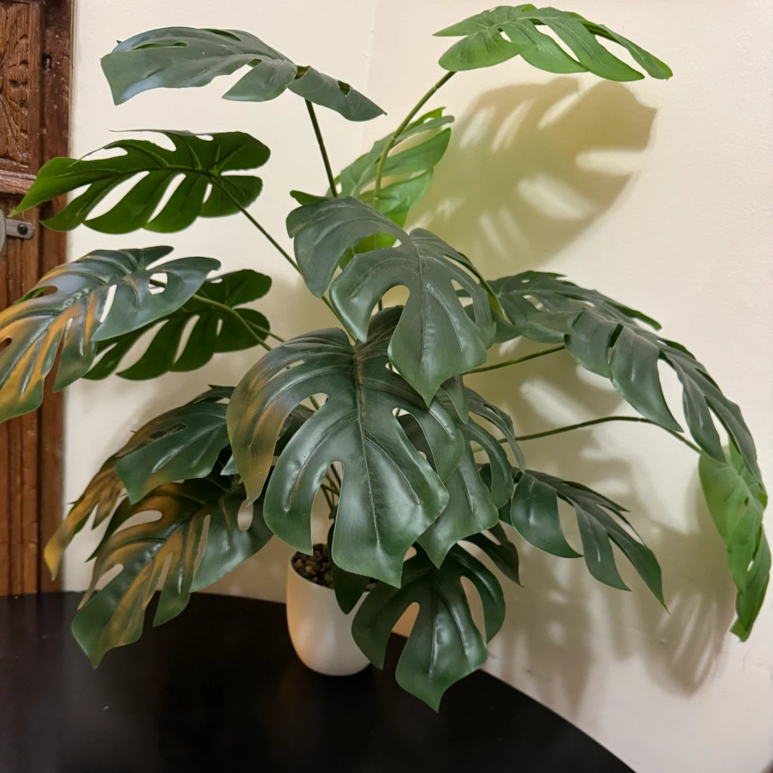 Artificial Monstera Plant in White Pot