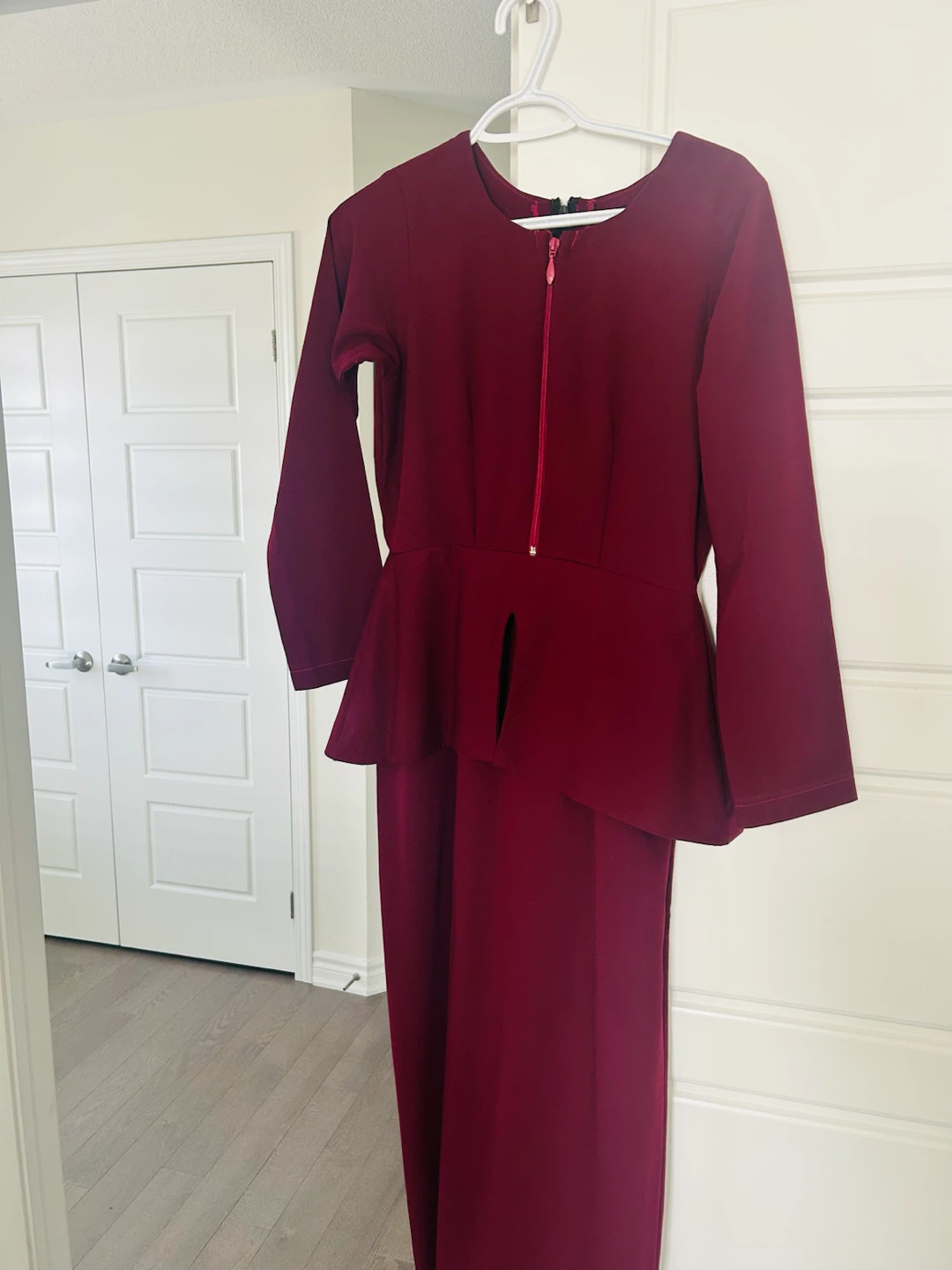 Maroon Peplum Suit Dress