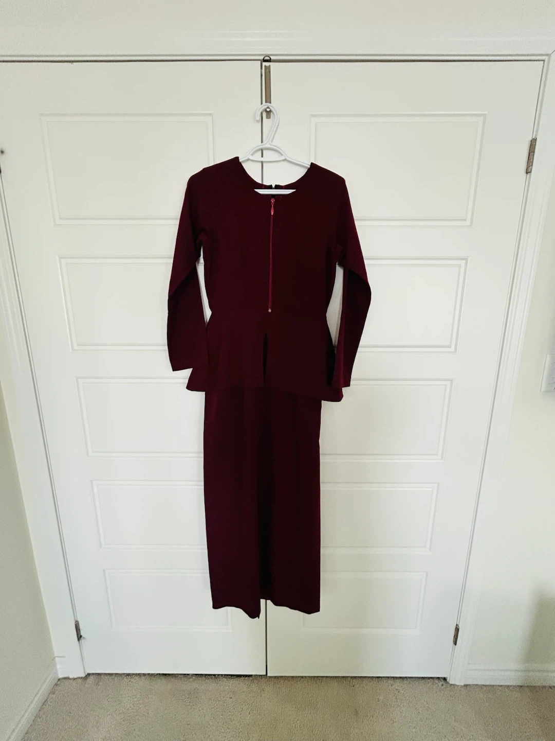 Maroon Peplum Suit Dress - photo 3