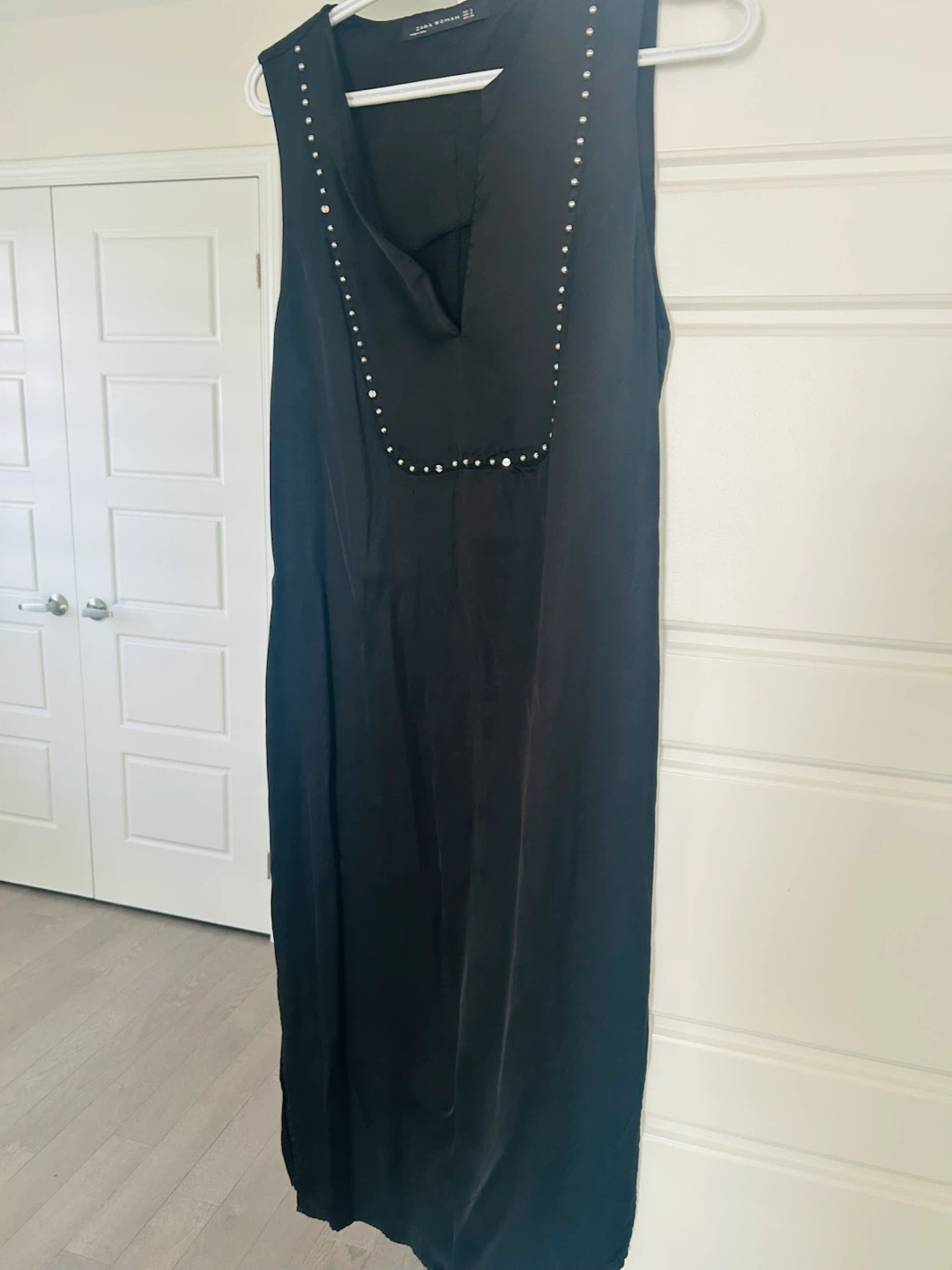 Zara Woman Black Studded Sleeveless Dress
