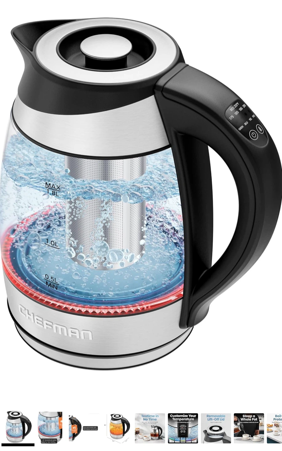 Chefman Electric Glass Kettle with Temperature Control - photo 2