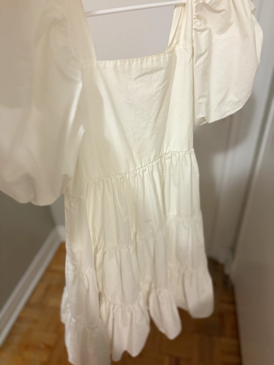 White Tiered Puff Sleeve Midi Dress - photo 5