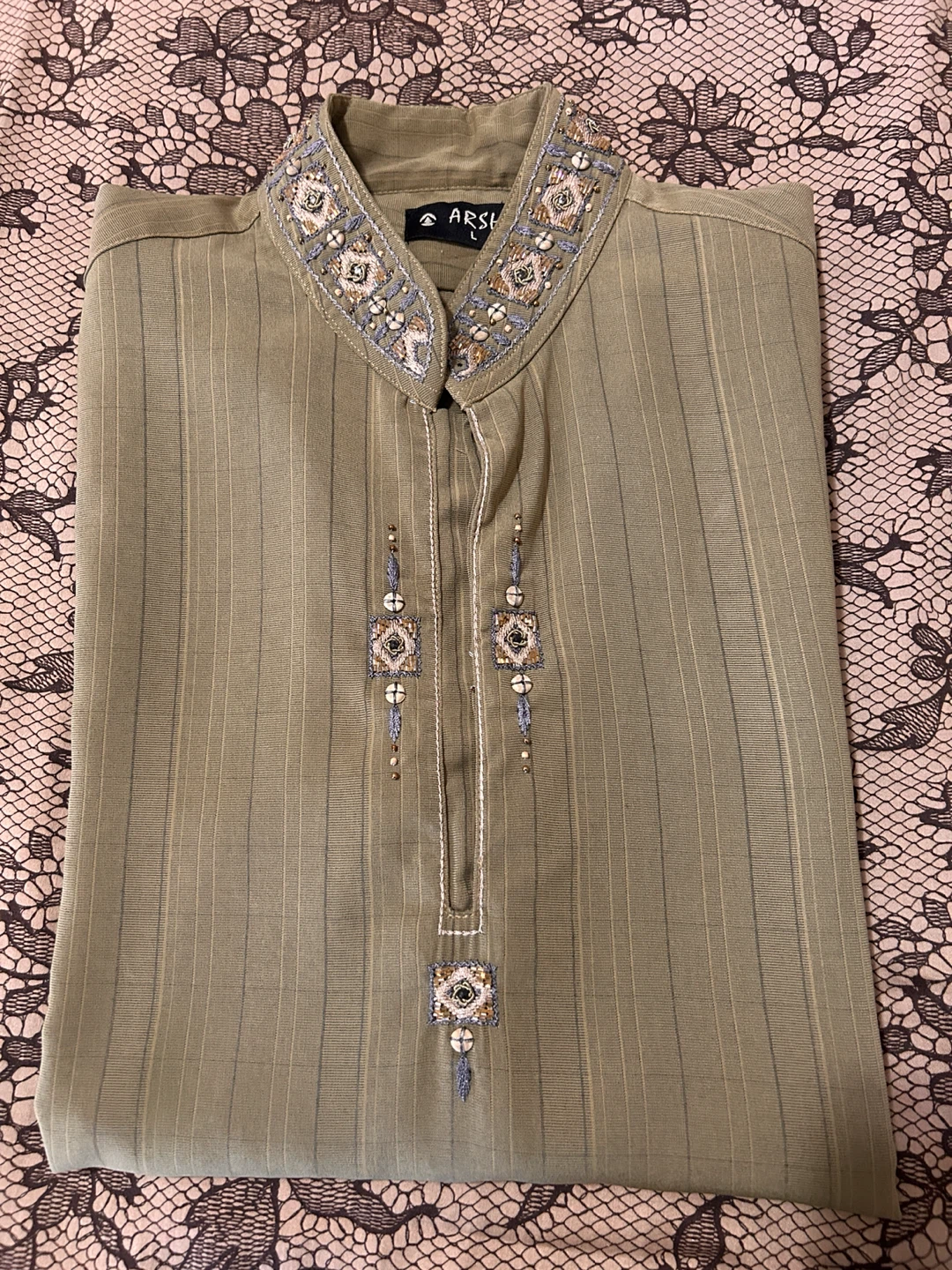 Arshad Embroidered Kurta - Khaki