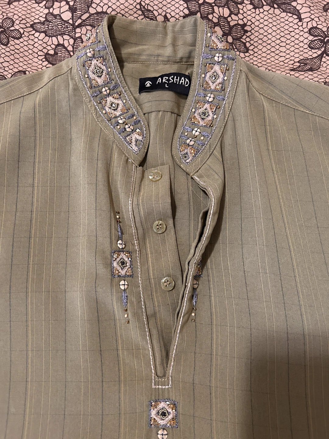 Arshad Embroidered Kurta - Khaki - photo 2