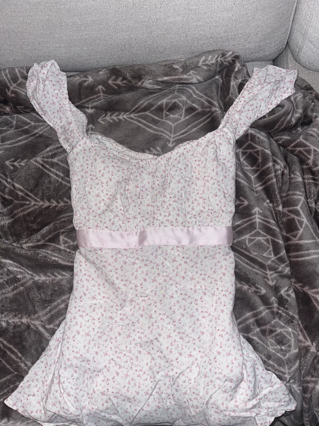 Hollister Floral Smocked Mini Dress White Pink Size L