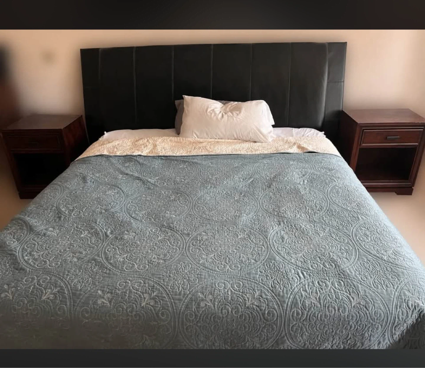 FREE - Faux leather King size bed frame & box springs - photo 3