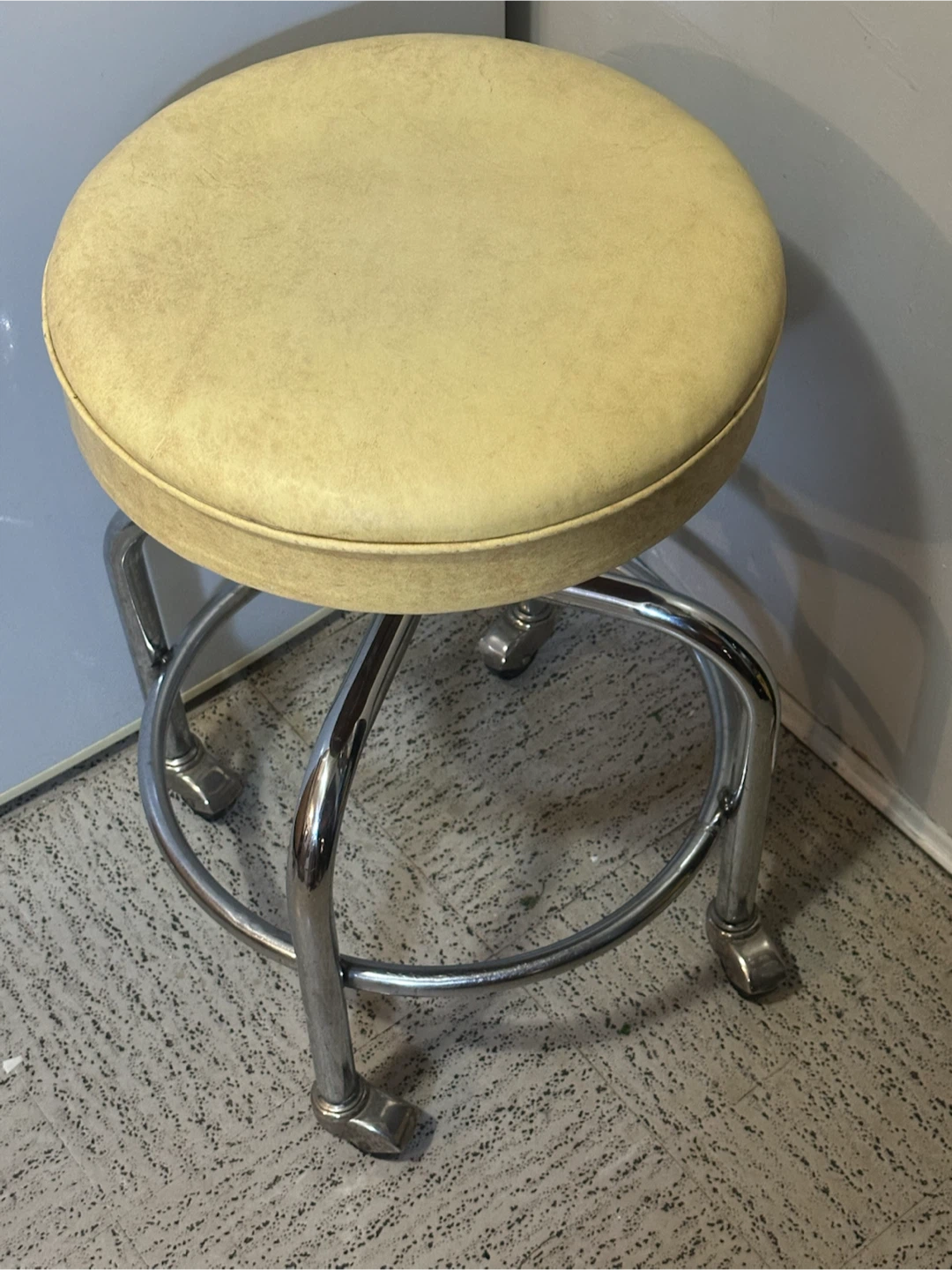 Vintage Industrial Chrome Swivel Stool Clean & Works