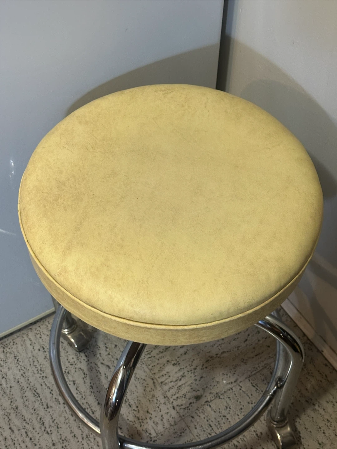 Vintage Industrial Chrome Swivel Stool Clean & Works - photo 2