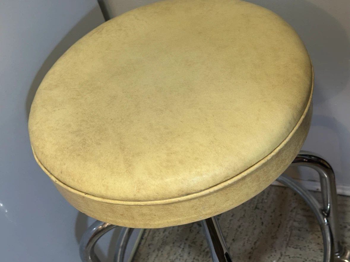 Vintage Industrial Chrome Swivel Stool Clean & Works - photo 3