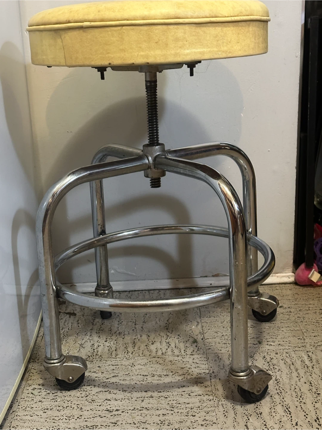 Vintage Industrial Chrome Swivel Stool Clean & Works - photo 4