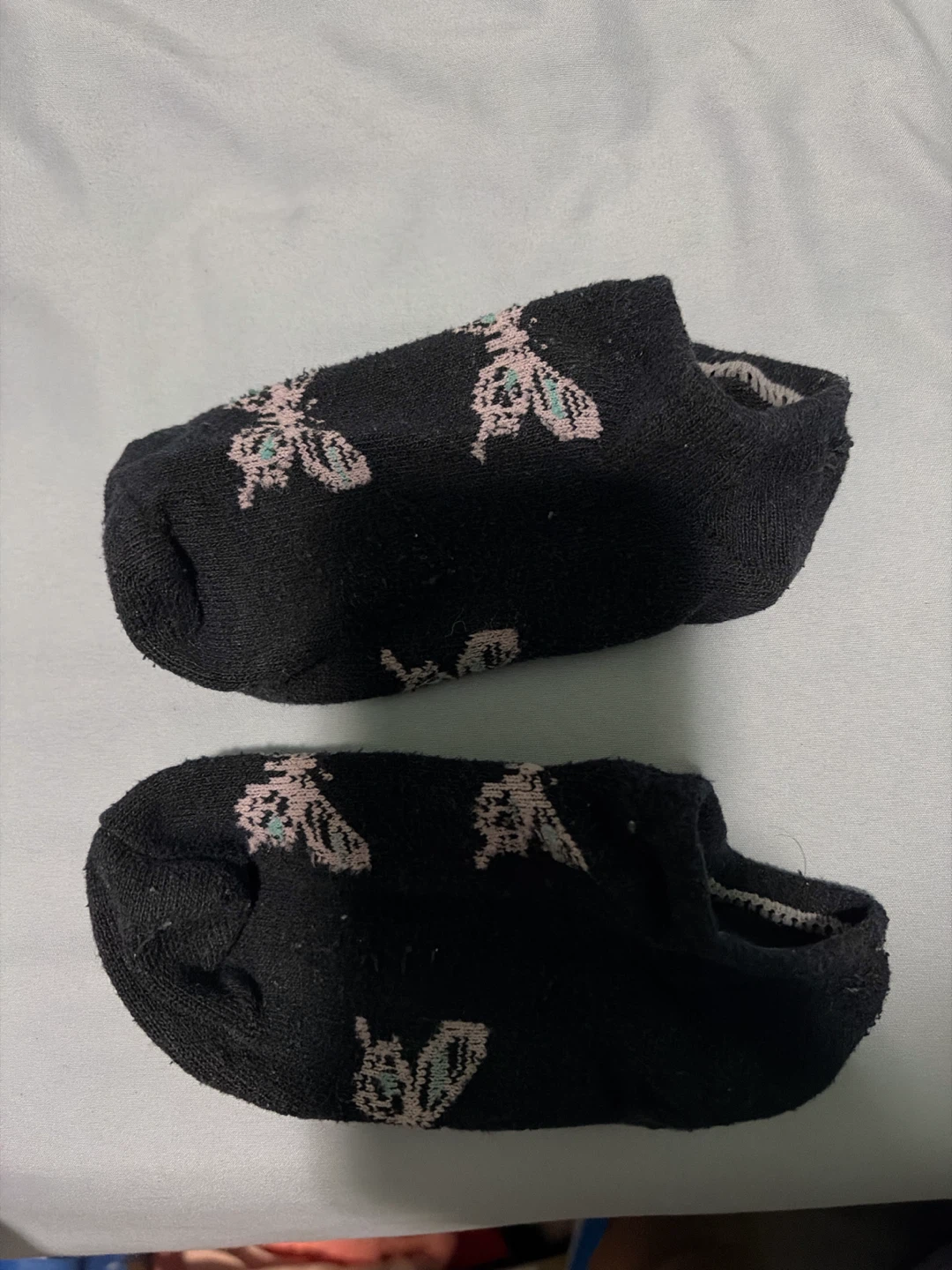 Black ankle socks with butterfly pattern
