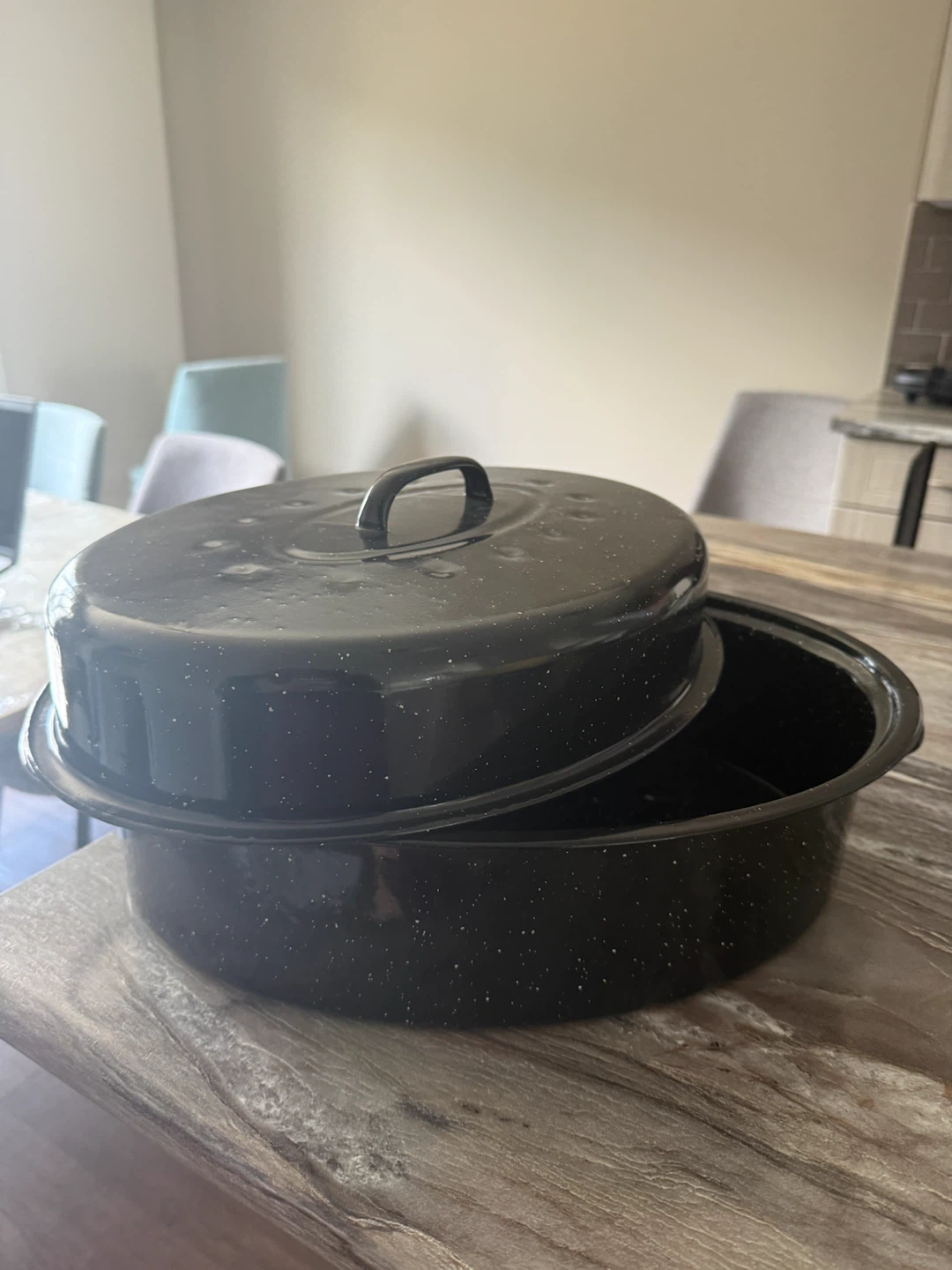 Black speckled roasting pan with lid - photo 2