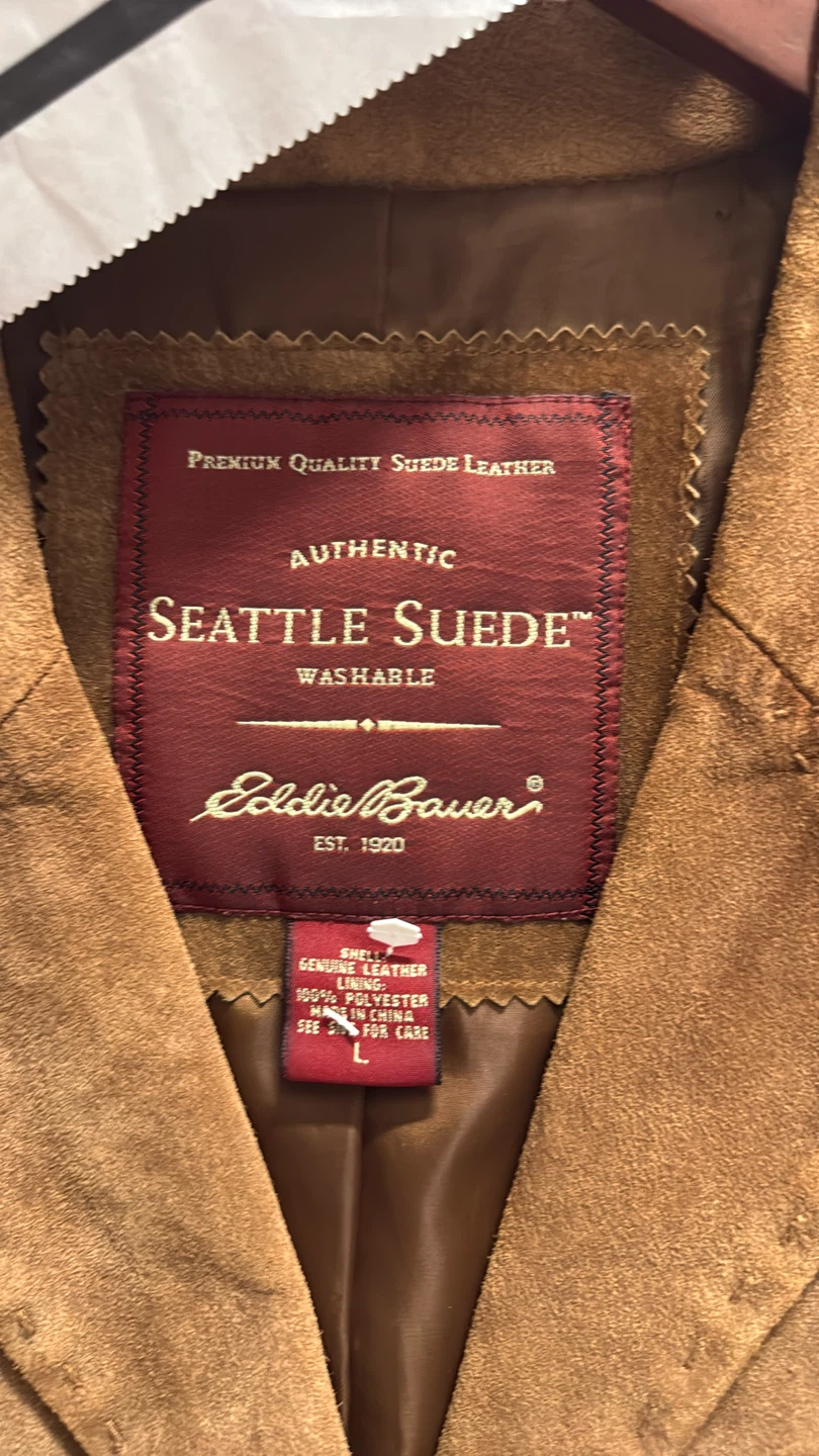 Eddie Bauer Seattle Suede Washable Jacket - Size L