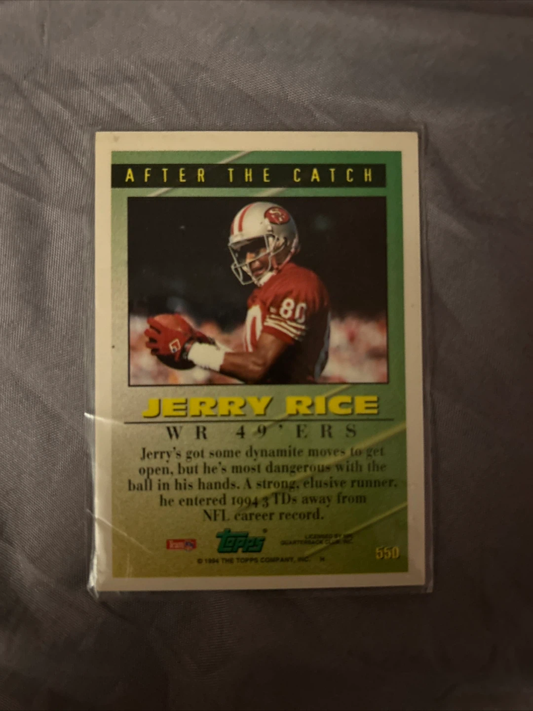 1994 Topps Jerry Rice "Tools of the Game" Trading Card - photo 2