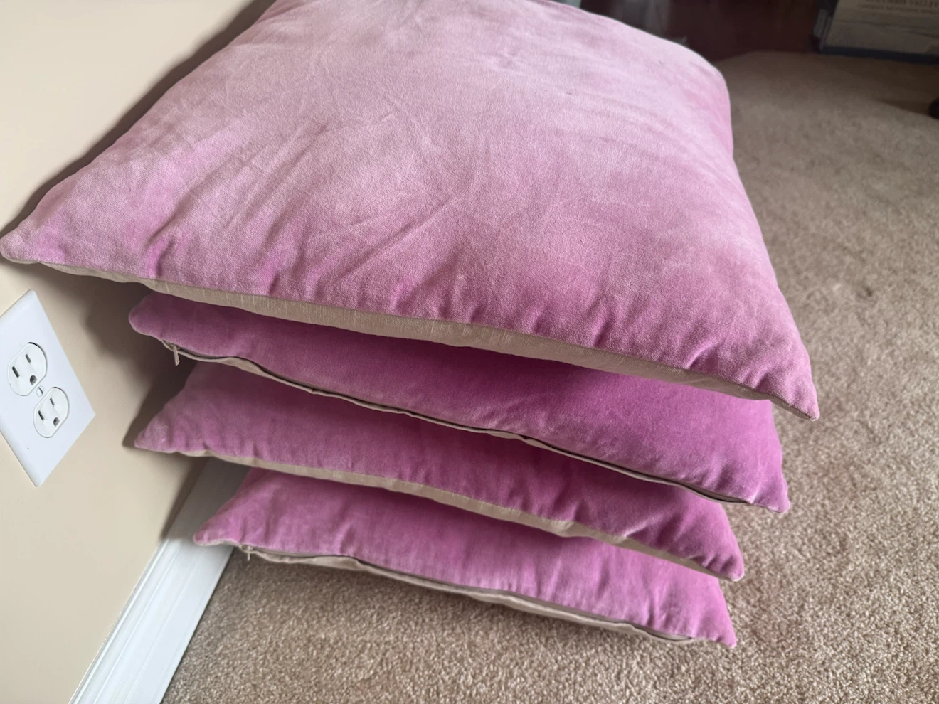 Set of 4 Pink Velvet Throw Pillow Covers