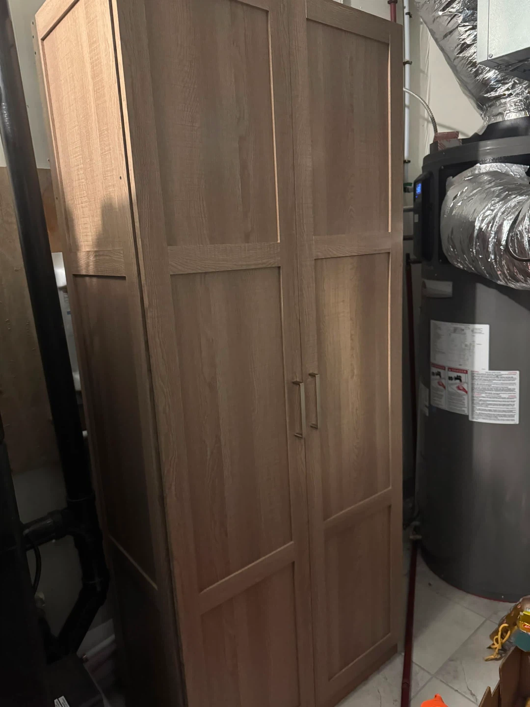 Tall Storage Cabinet - Wood Grain Finish