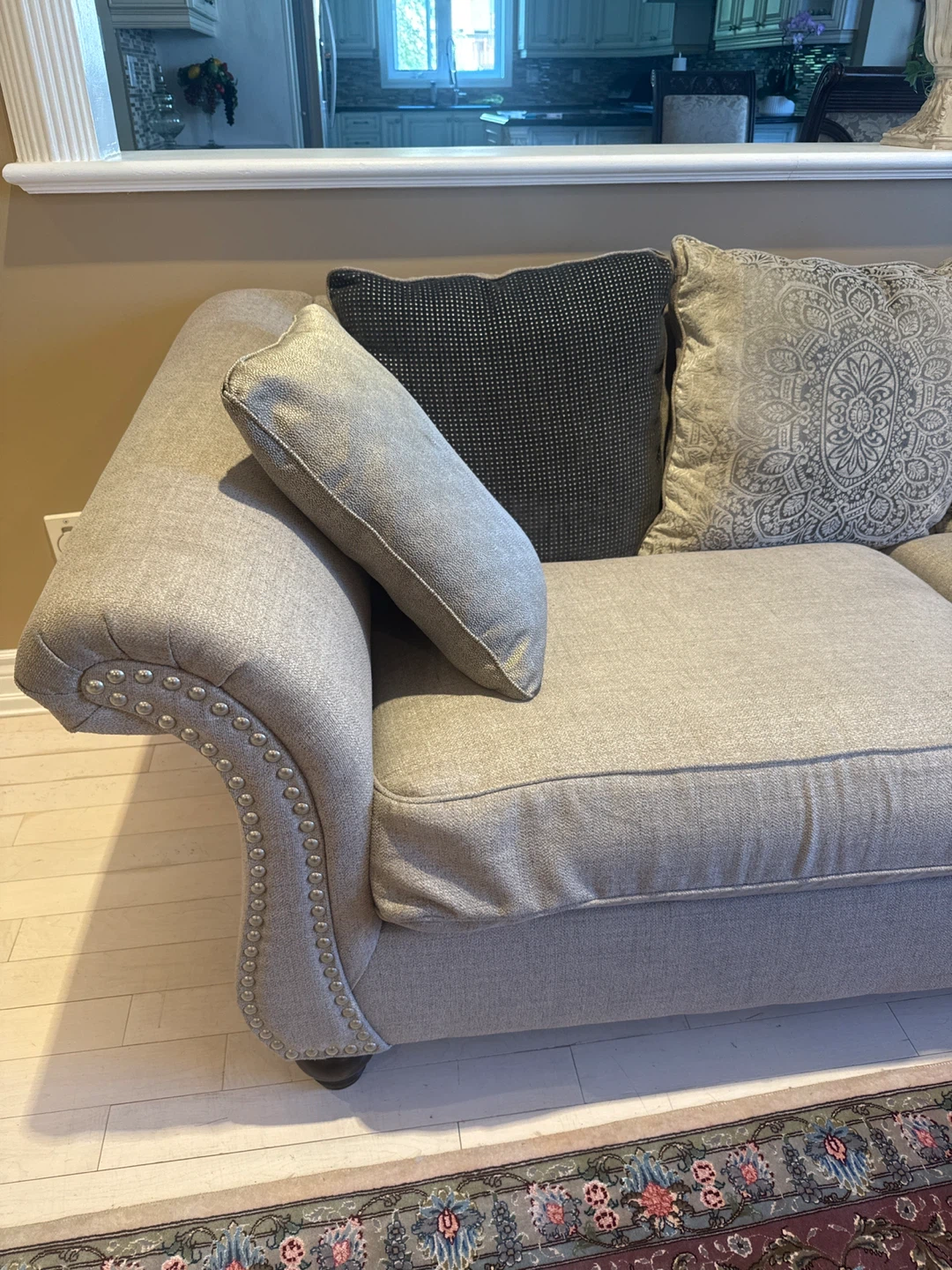 Light Beige Sofa with Decorative Pillows - photo 2