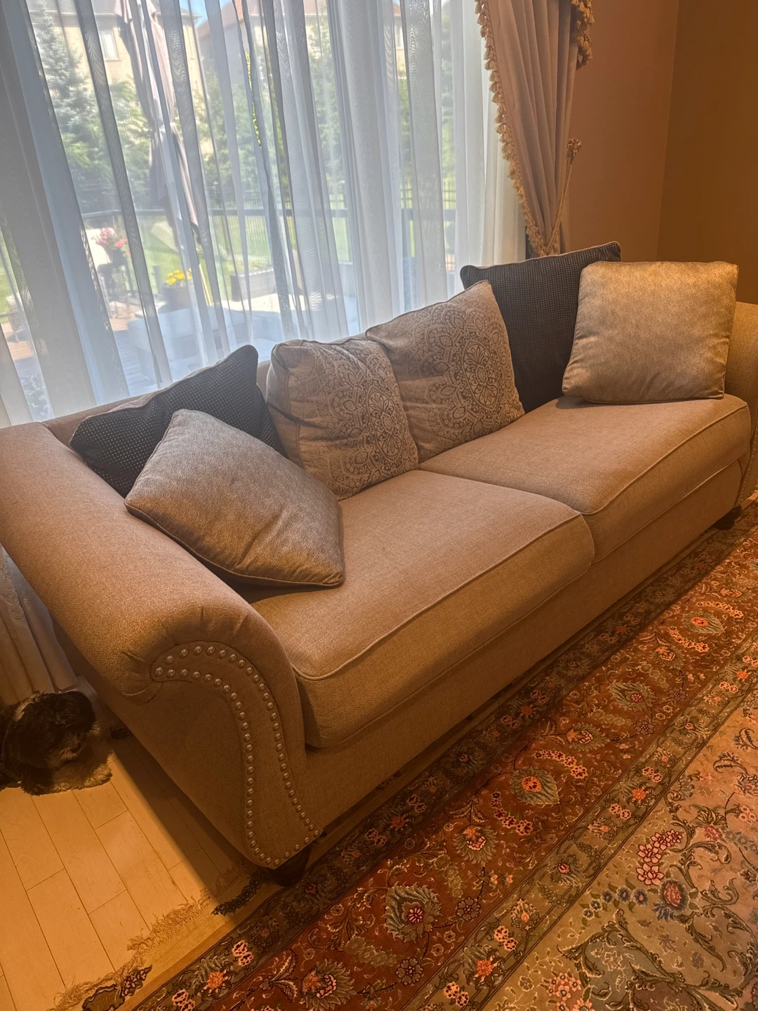Light Beige Sofa with Decorative Pillows - photo 4