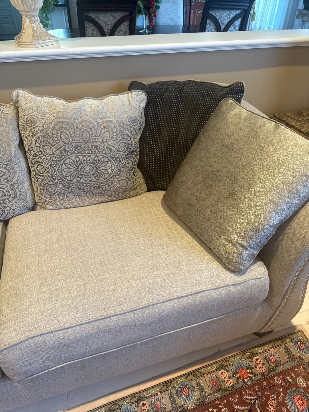 Light Beige Sofa with Decorative Pillows - photo 3