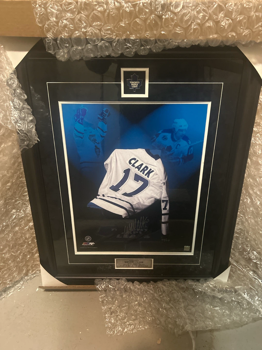 Wendel Clark Autographed TML Jersey Framed Display