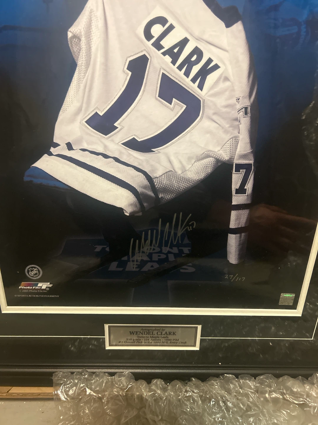 Wendel Clark Autographed TML Jersey Framed Display - photo 5