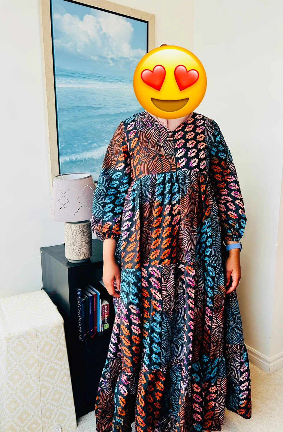 Tiered Maxi Dress with Leaf Print