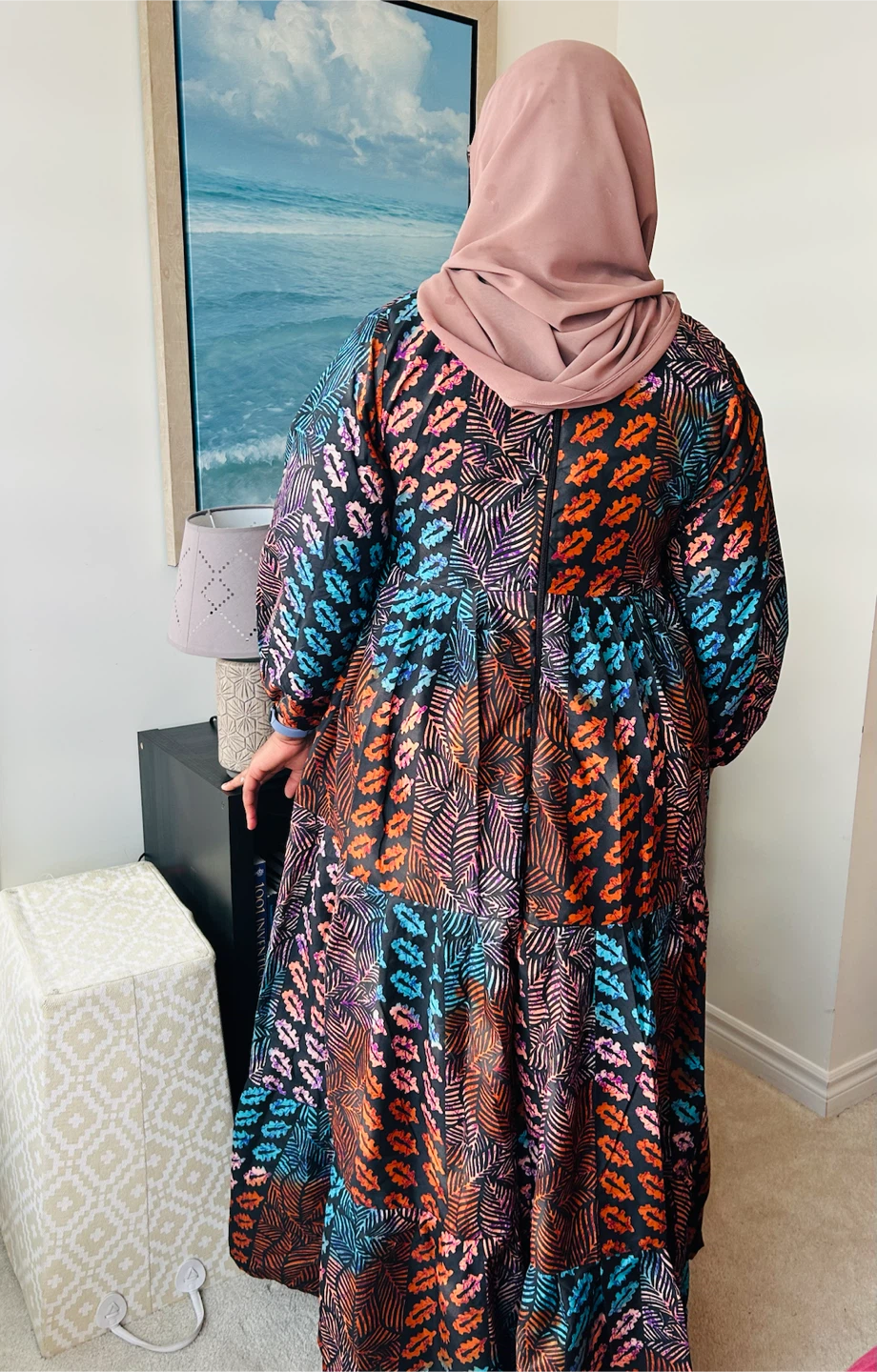 Tiered Maxi Dress with Leaf Print - photo 2