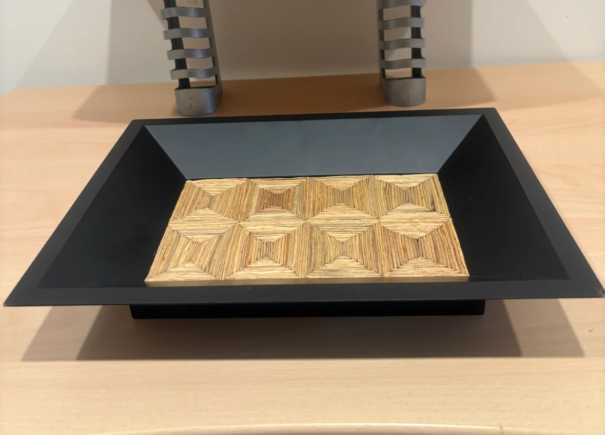 Decorative Black Tray with Woven Insert