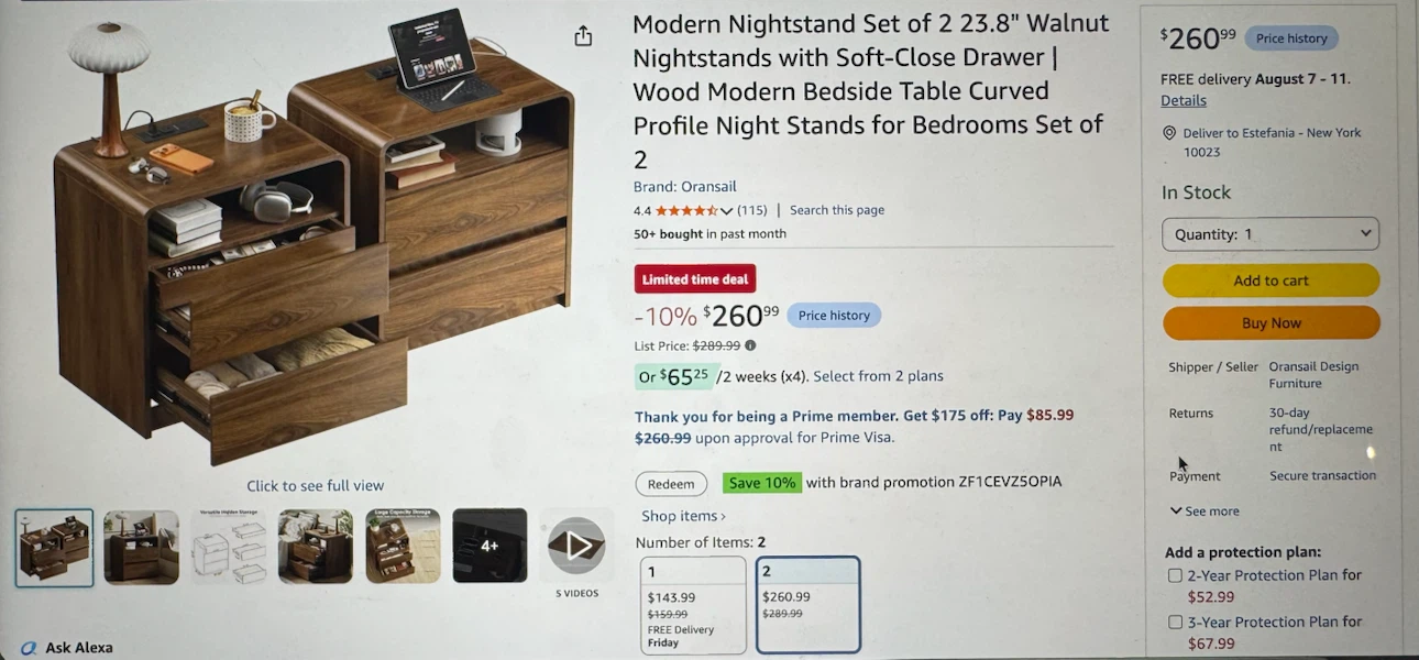 BRAND NEW Modern Walnut Nightstand Set - photo 5