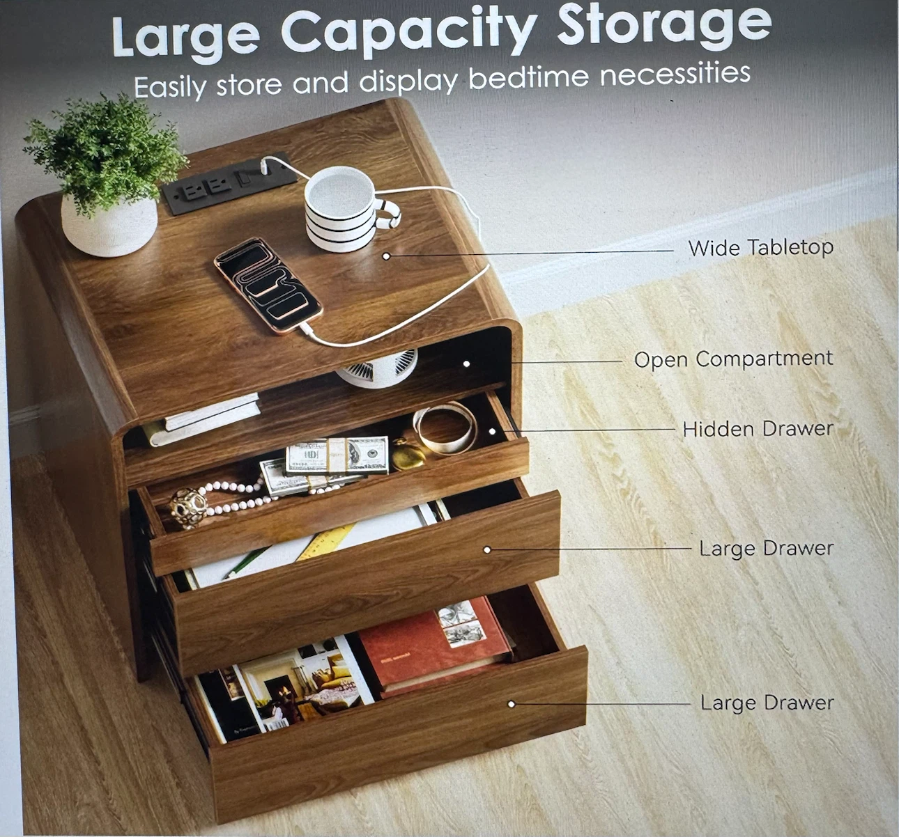 BRAND NEW Modern Walnut Nightstand Set - photo 3