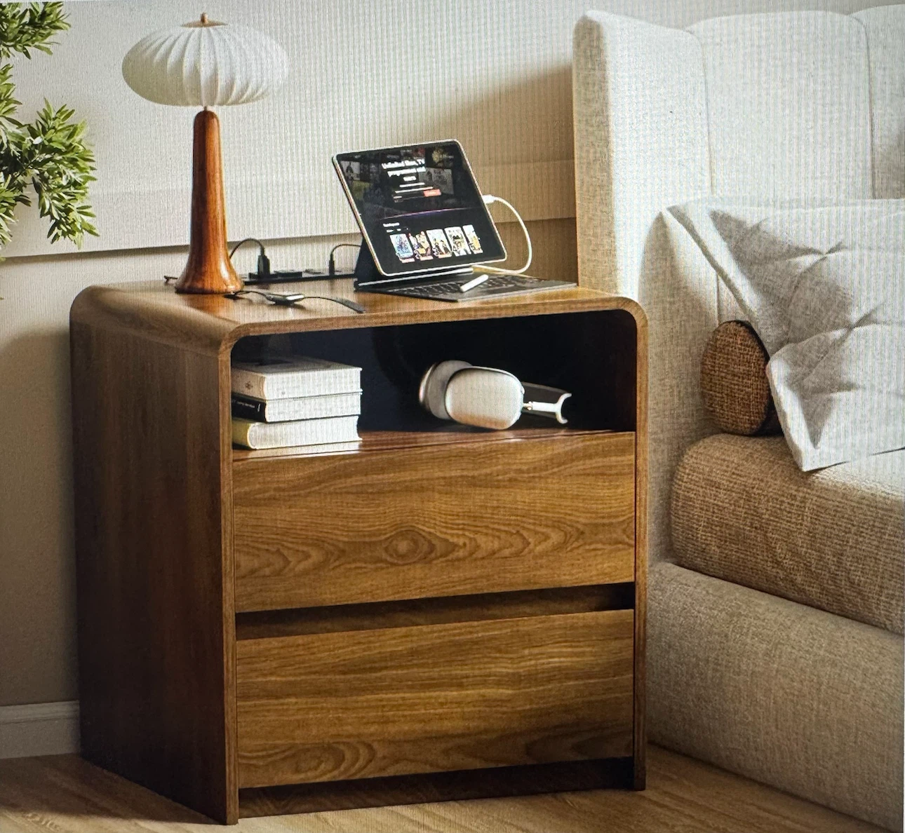BRAND NEW Modern Walnut Nightstand Set - photo 2