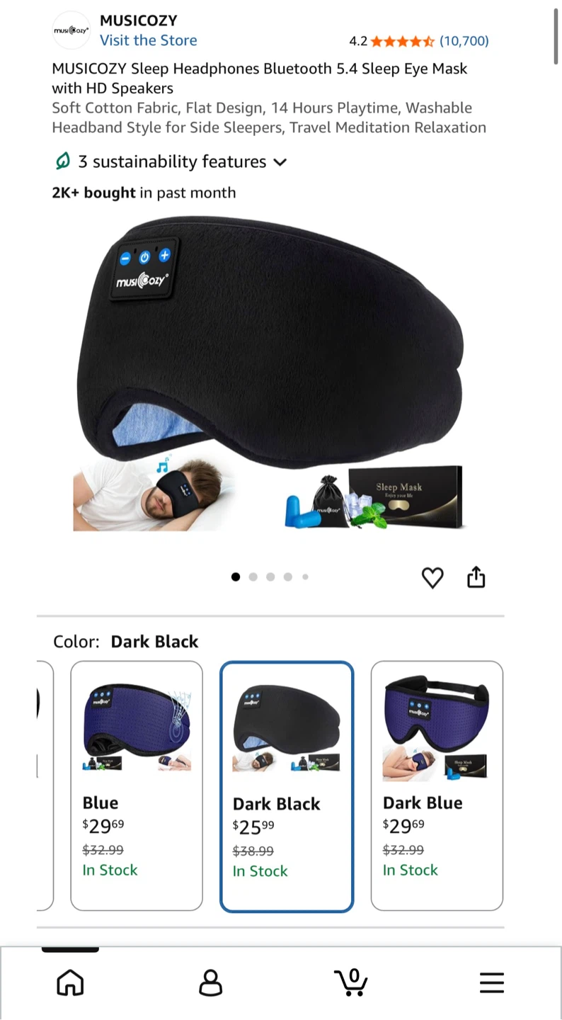 Sleep Headphones Bluetooth 5.4 Sleep Eye Mask HD Speakers - photo 2
