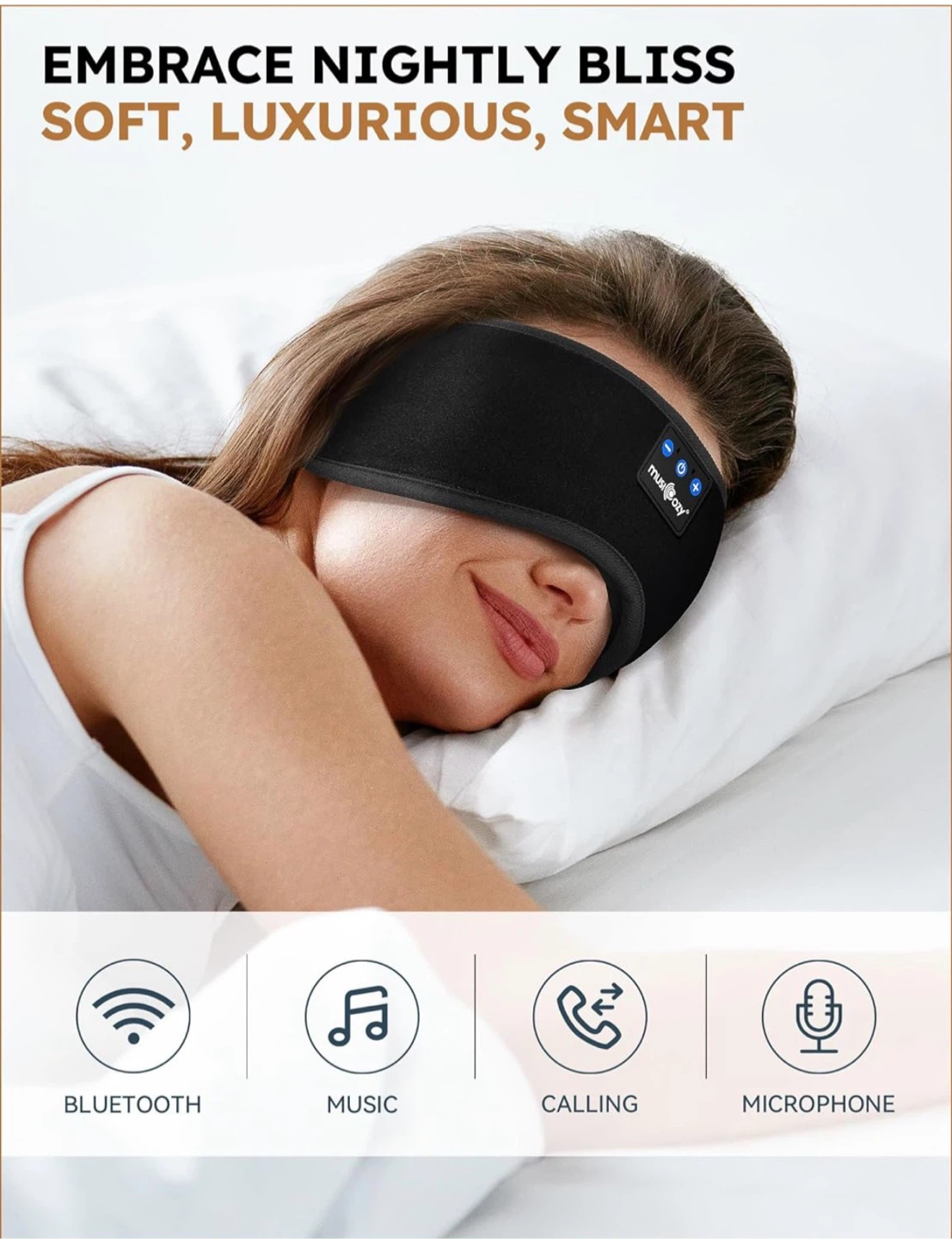 Sleep Headphones Bluetooth 5.4 Sleep Eye Mask HD Speakers - photo 3