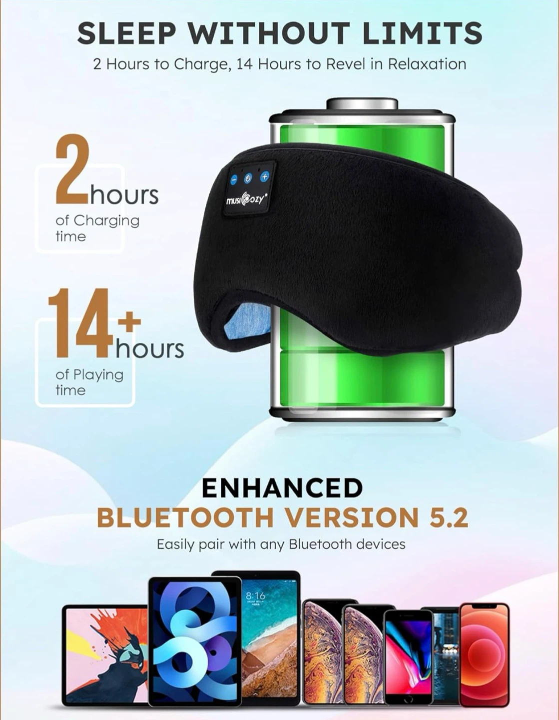 Sleep Headphones Bluetooth 5.4 Sleep Eye Mask HD Speakers - photo 4
