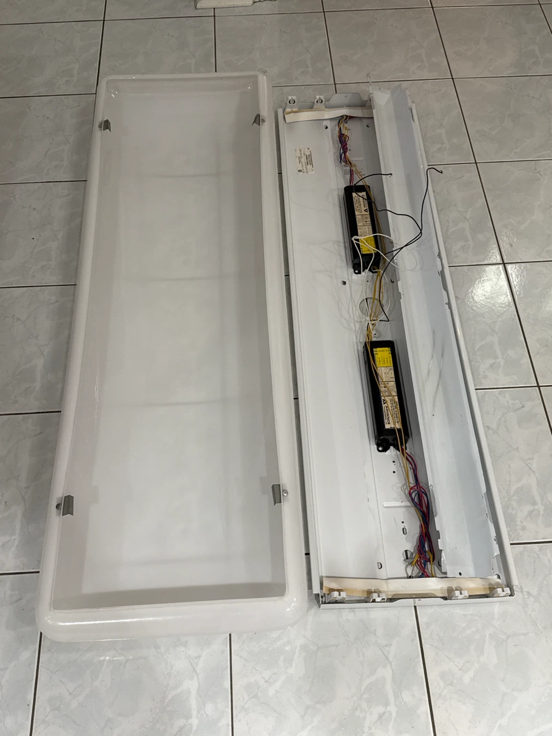 White Fluorescent Light Fixture Housing