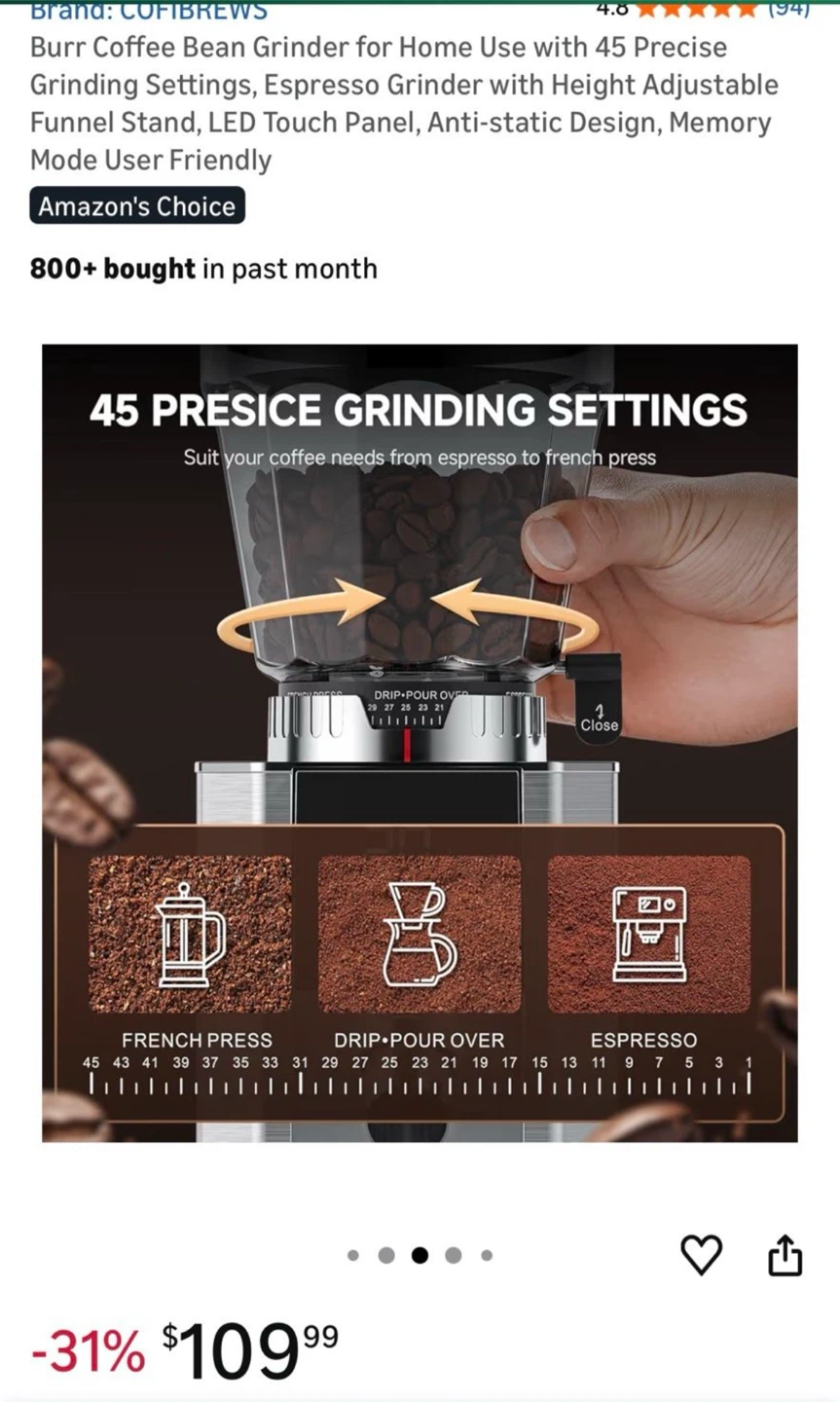 Burr Coffee Bean Grinder espresso - photo 4